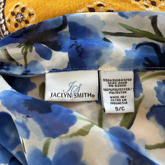 Jaclyn Smith Women Short Sleeve Blouse Top Blue Office Career Vintage Small - Picture 5 of 7